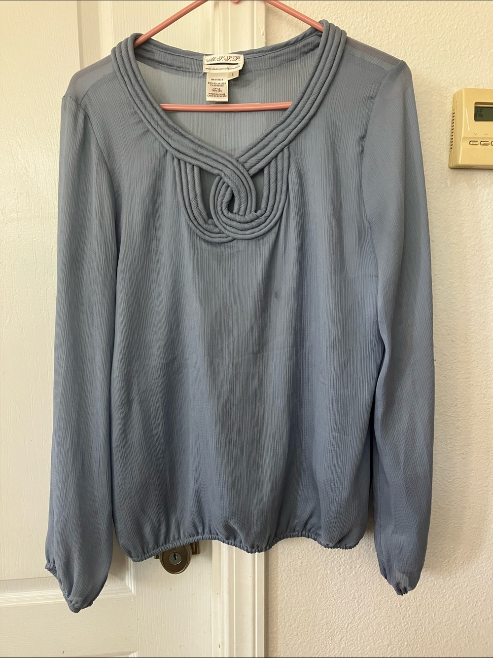 Max Studio braided decorative neckline blouse size L